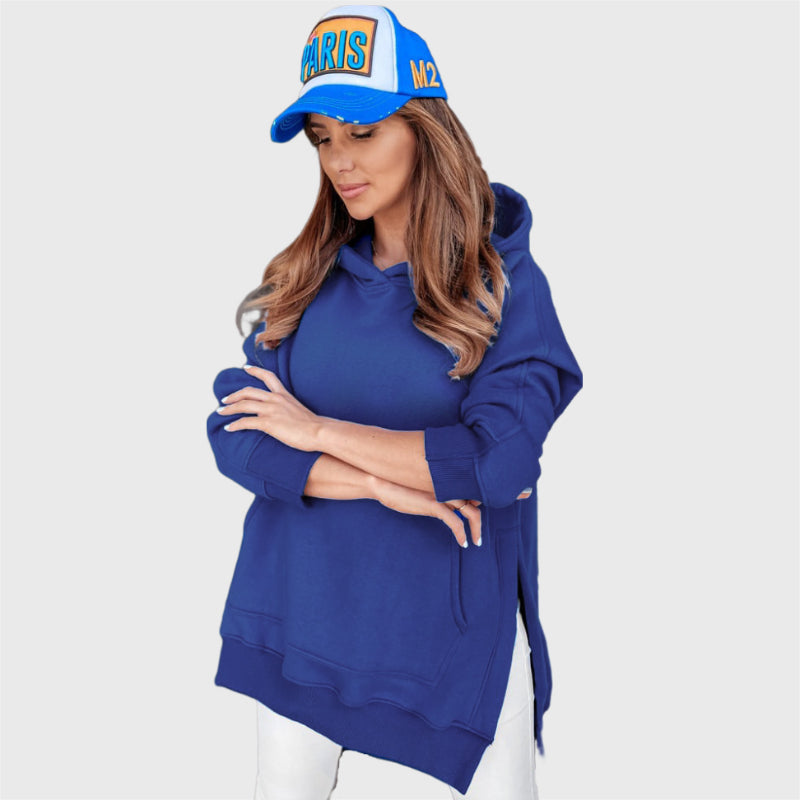 Casual Long Sleeve Side Slit Sweater Hoodie-CALLISTARI