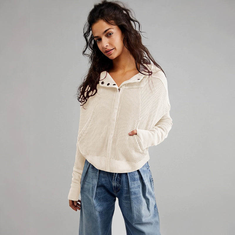 Casual Long Sleeve Zipper Hooded Sweatshirt-CALLISTARI