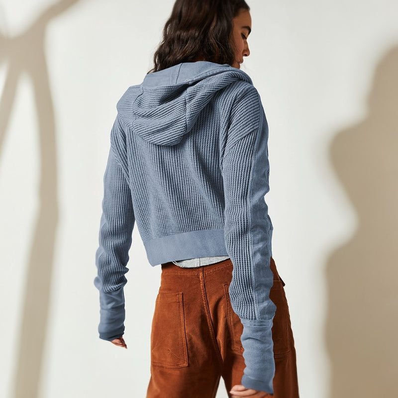 Casual Long Sleeve Zipper Hooded Sweatshirt-CALLISTARI