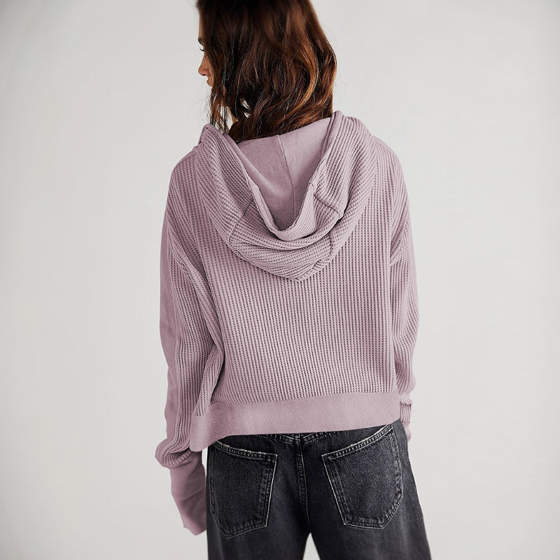 Casual Long Sleeve Zipper Hooded Sweatshirt-CALLISTARI