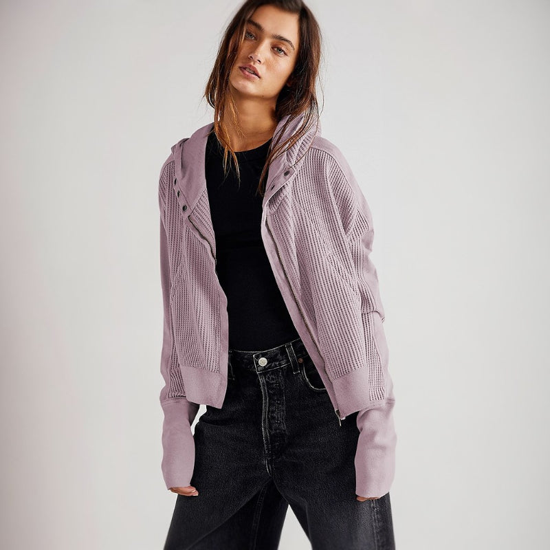 Casual Long Sleeve Zipper Hooded Sweatshirt-CALLISTARI