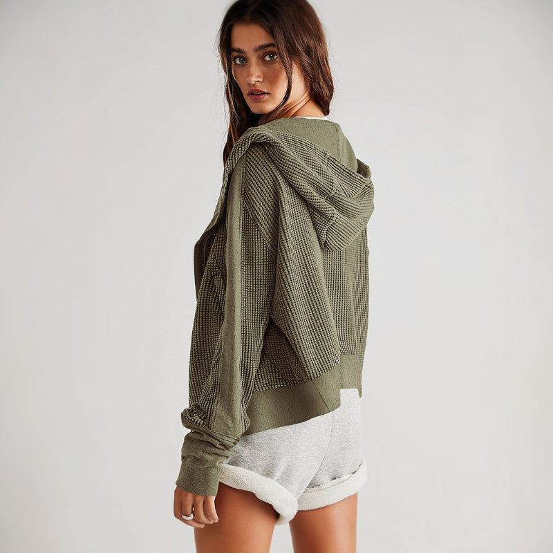 Casual Long Sleeve Zipper Hooded Sweatshirt-CALLISTARI