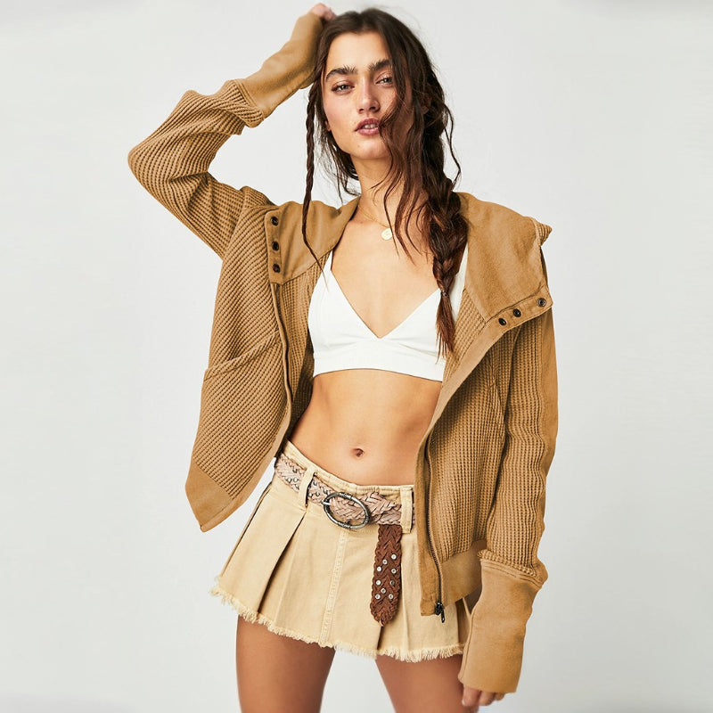 Casual Long Sleeve Zipper Hooded Sweatshirt-CALLISTARI