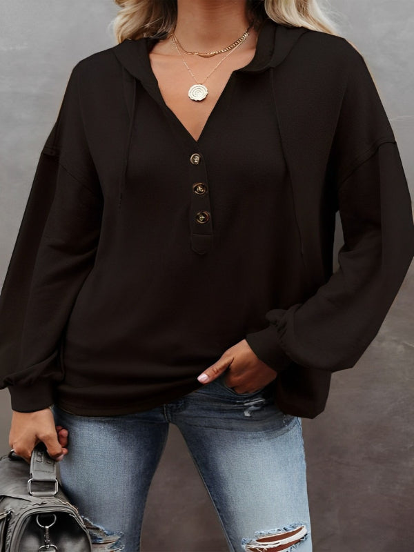 Casual Loose Solid Color Sweatshirt Hoodie-CALLISTARI