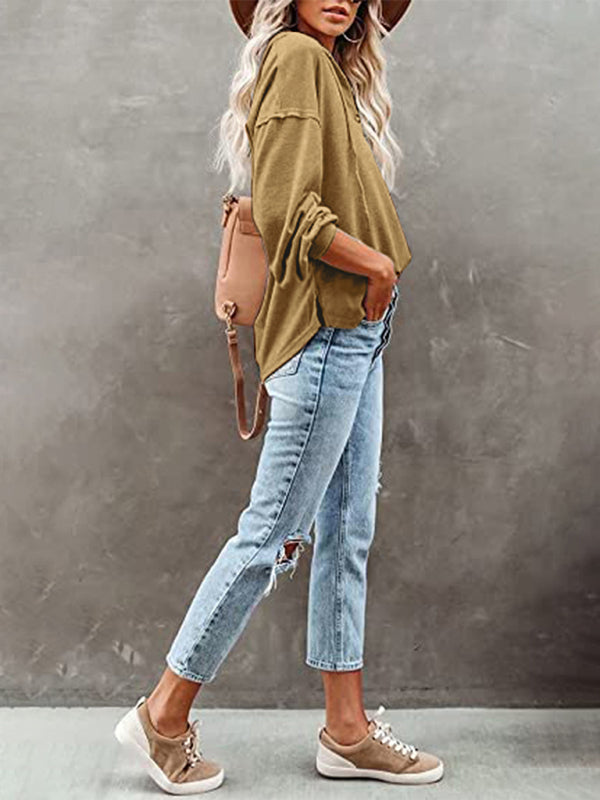 Casual Loose Solid Color Sweatshirt Hoodie-CALLISTARI