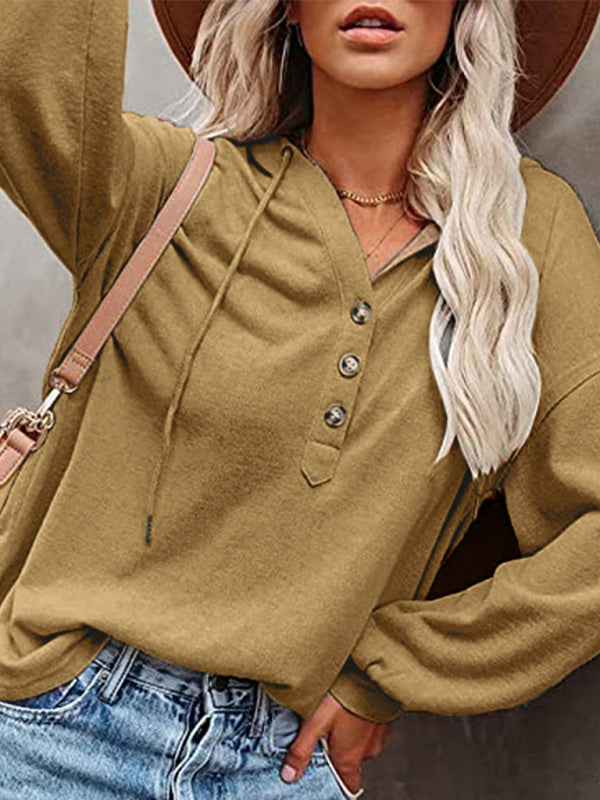Casual Loose Solid Color Sweatshirt Hoodie-CALLISTARI