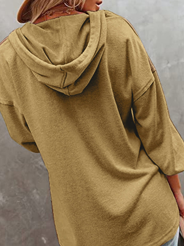 Casual Loose Solid Color Sweatshirt Hoodie-CALLISTARI