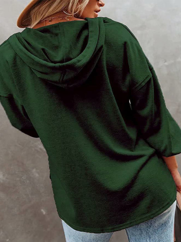 Casual Loose Solid Color Sweatshirt Hoodie-CALLISTARI