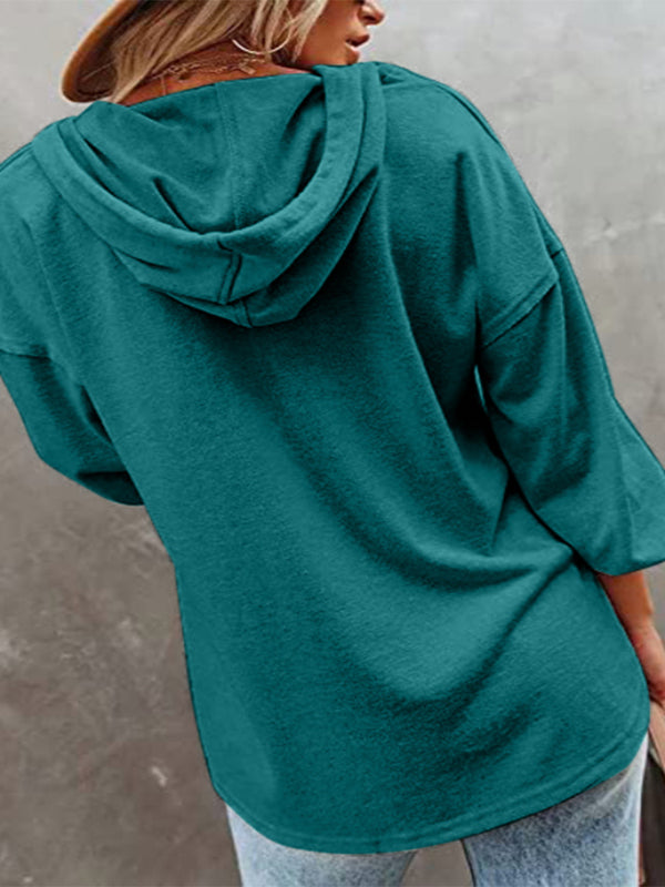 Casual Loose Solid Color Sweatshirt Hoodie-CALLISTARI