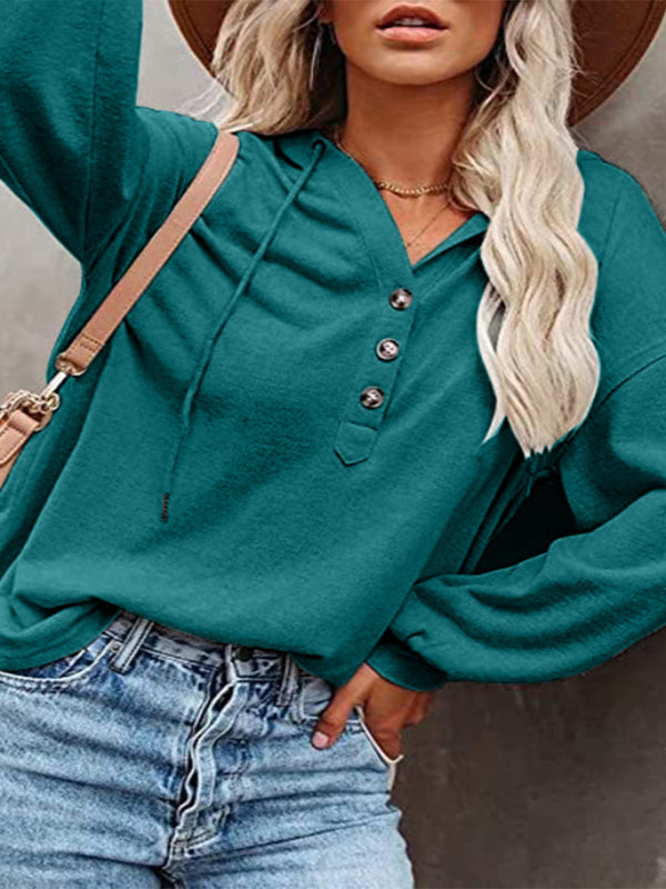 Casual Loose Solid Color Sweatshirt Hoodie-CALLISTARI