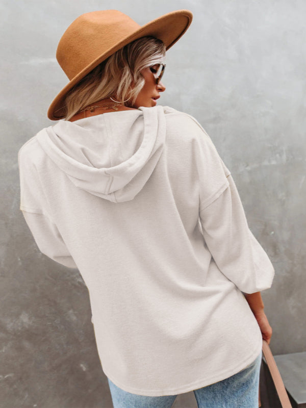 Casual Loose Solid Color Sweatshirt Hoodie-CALLISTARI