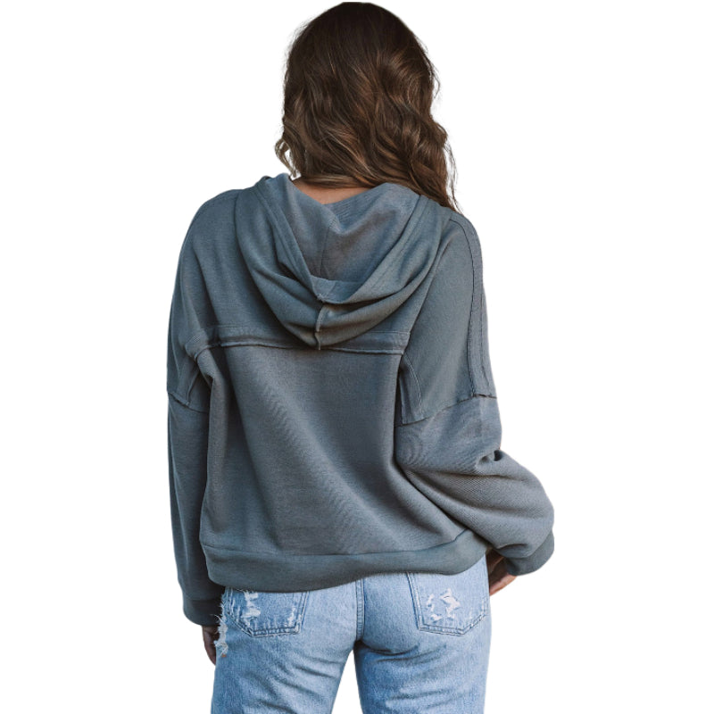 Cozy Button Knit Thick Sweater Hoodie-CALLISTARI