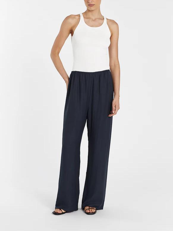 Asymmetrical Twist Detailing Top Linen Blend Pants Set-Mesadic