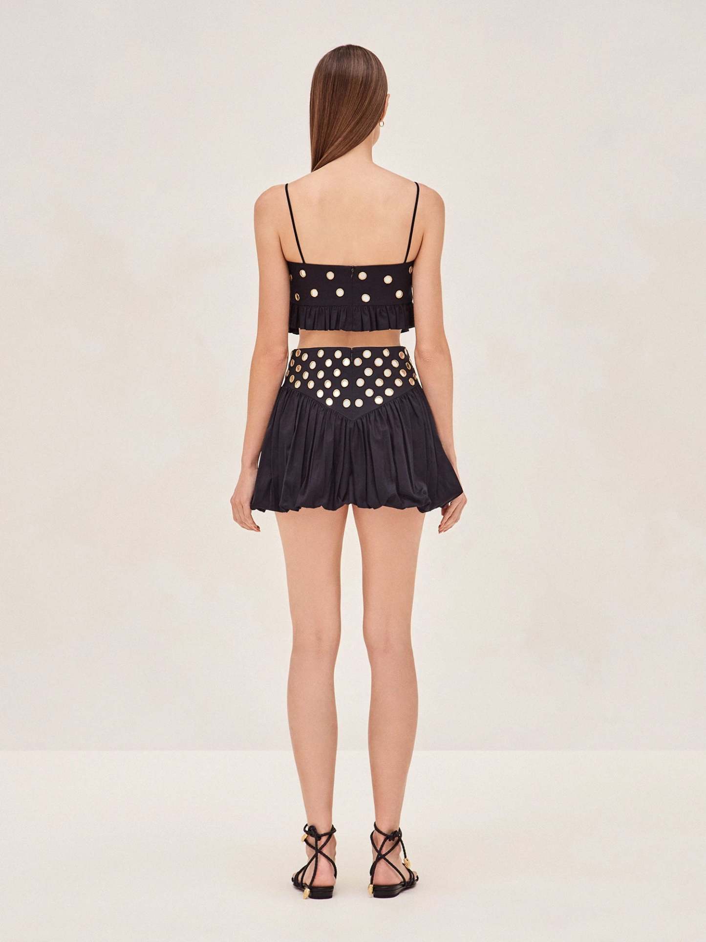 Callistari Cotton suspender mini mirror skirt set - handmade-CALLISTARI