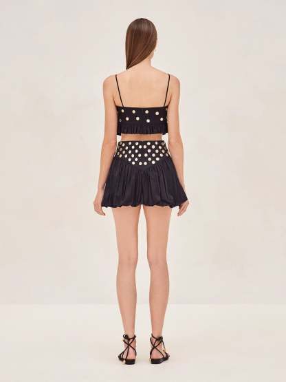 Callistari Cotton suspender mini mirror skirt set - handmade-CALLISTARI