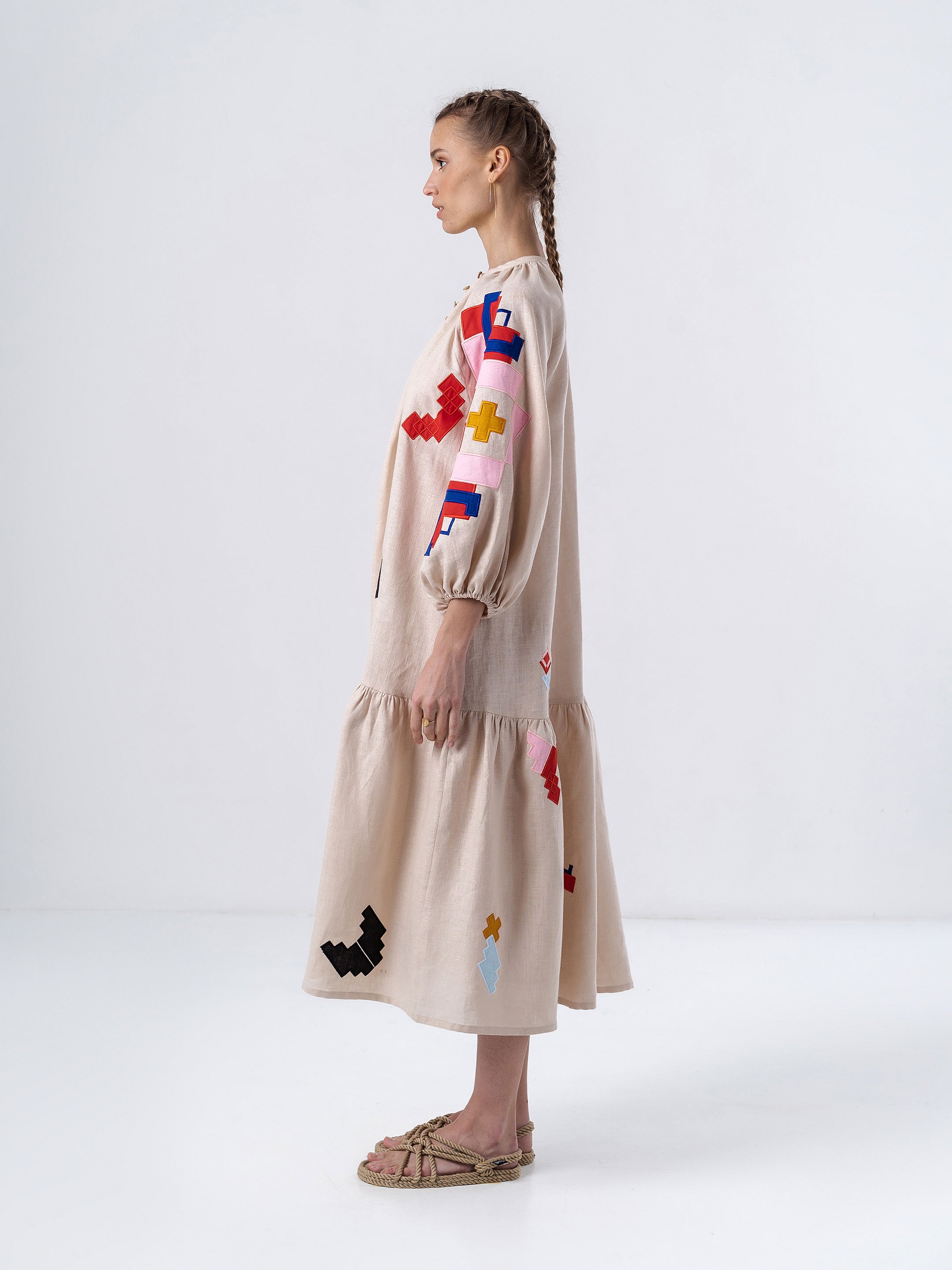 Light linen dress with and denim jacket-CALLISTARI