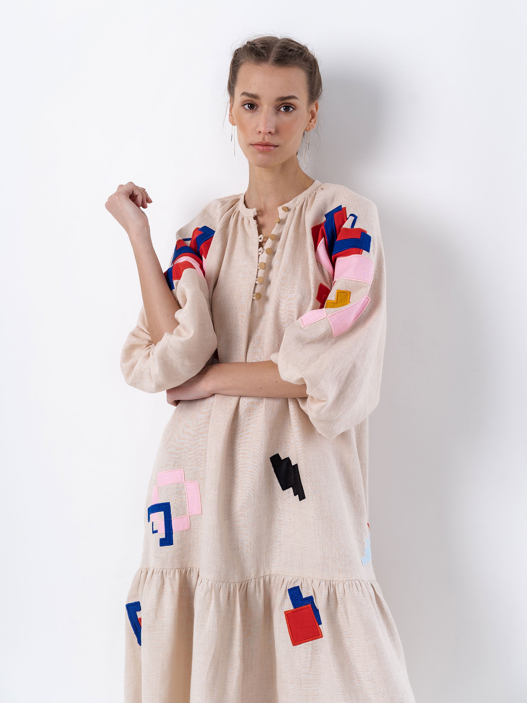 Light linen dress with and denim jacket-CALLISTARI