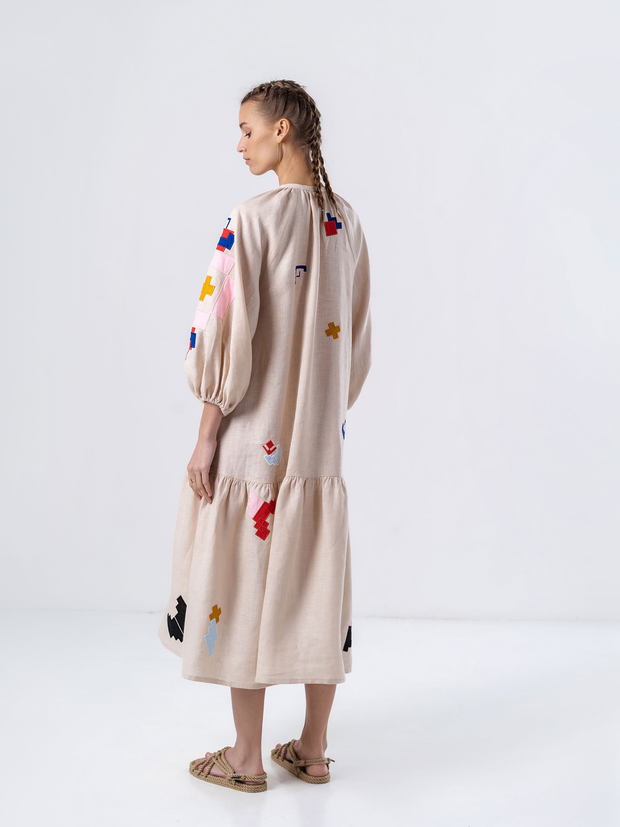 Light linen dress with and denim jacket-CALLISTARI