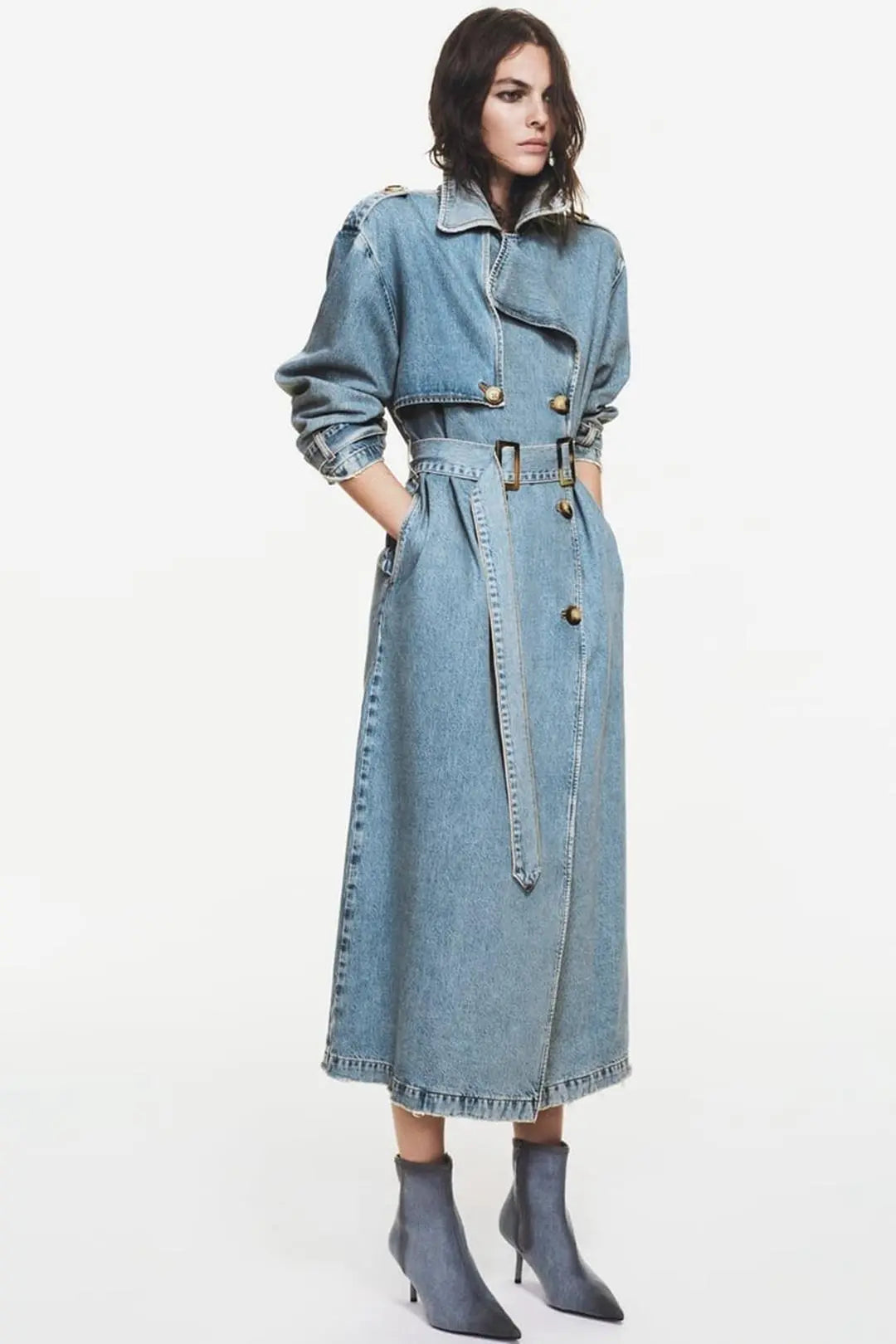 Light linen dress with and denim jacket-CALLISTARI