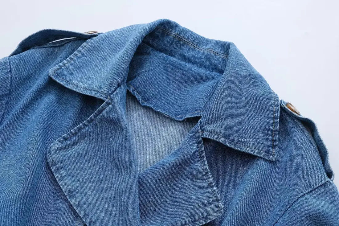 Light linen dress with and denim jacket-CALLISTARI