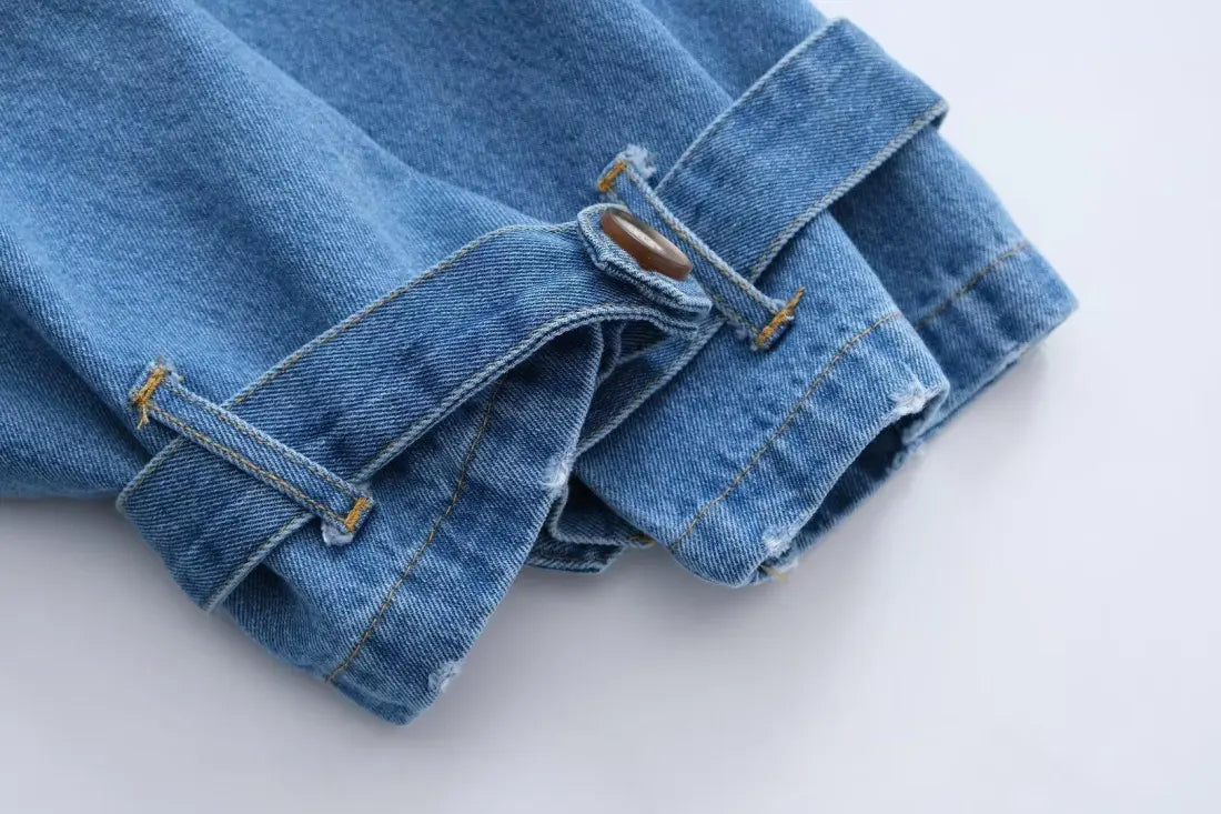 Light linen dress with and denim jacket-CALLISTARI