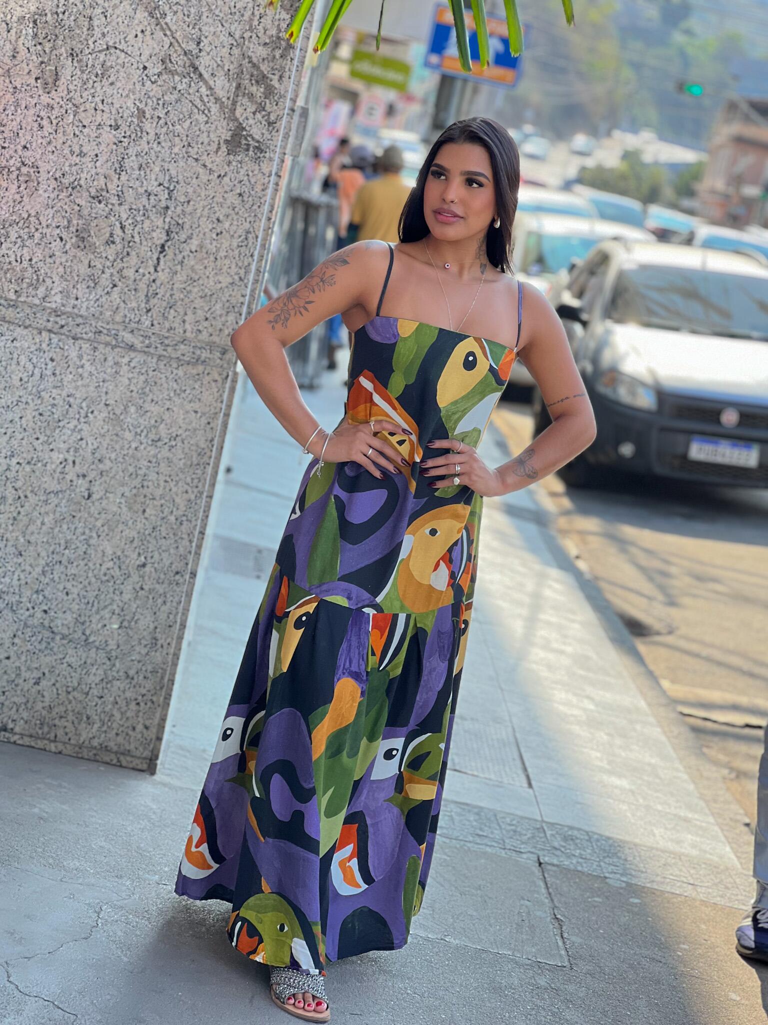 Callistari silk top + art dress set-CALLISTARI