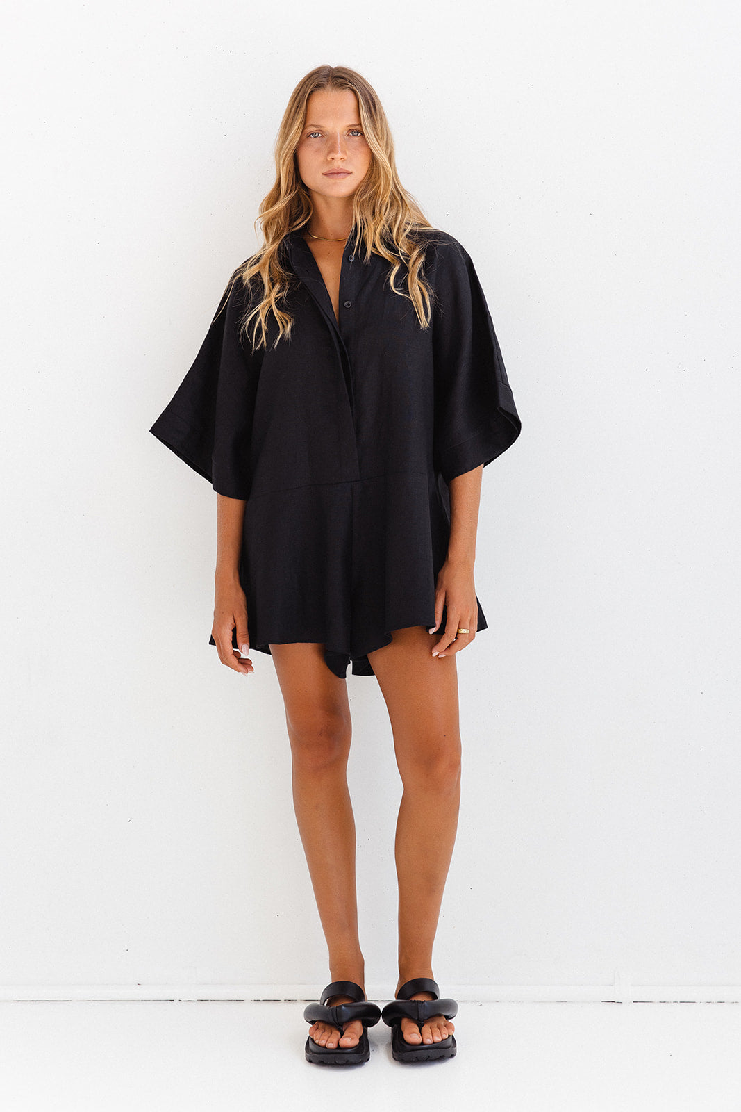 Retro mid blue denim jumpsuit