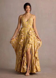 Luxurious Floral Print Sleeveless Tank Maxi Dress