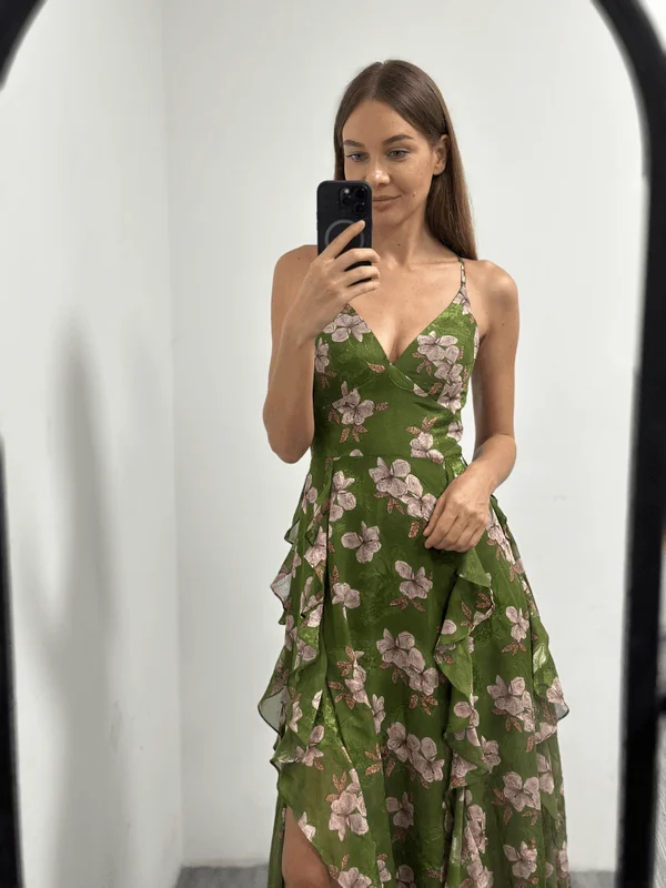 Luxurious Floral Print Sleeveless Tank Maxi Dress