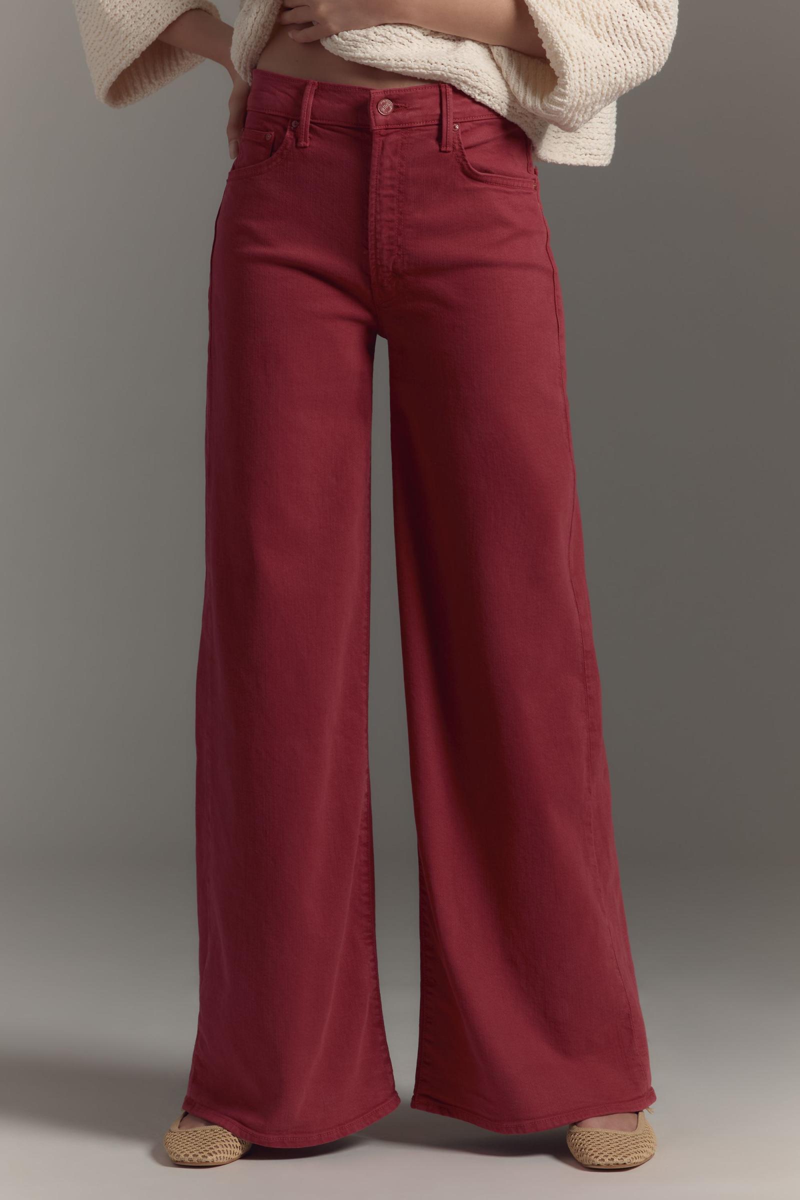 Floral high-waisted wide-leg cuffed jeans