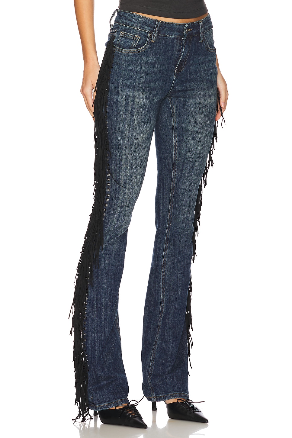 Dark Wash Fringe Jeans