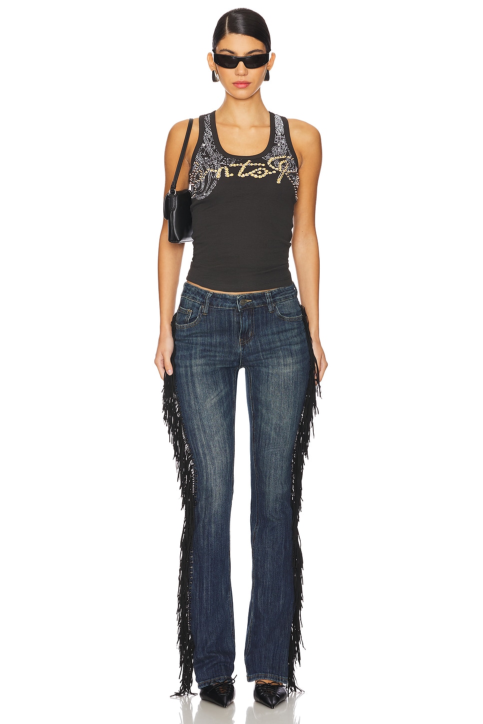 Dark Wash Fringe Jeans