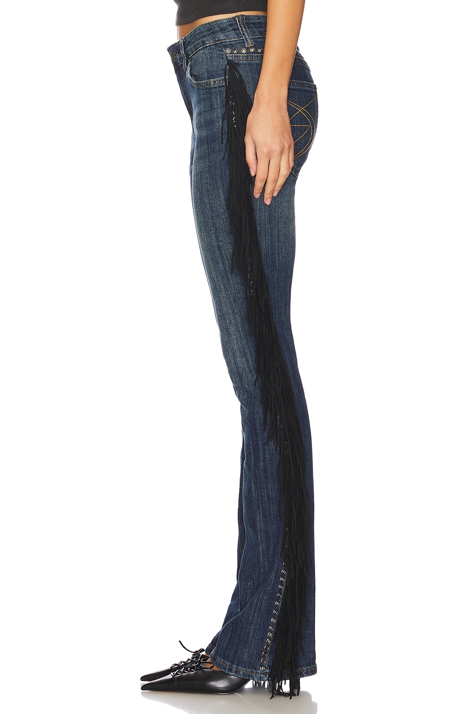 Dark Wash Fringe Jeans