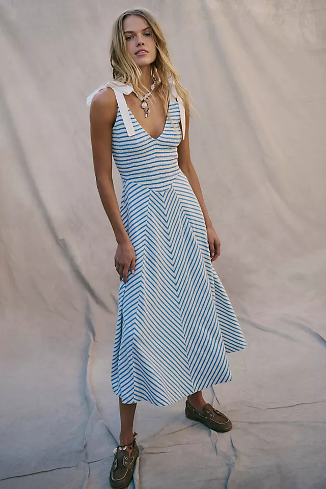 Knitted Striped Midi Dress