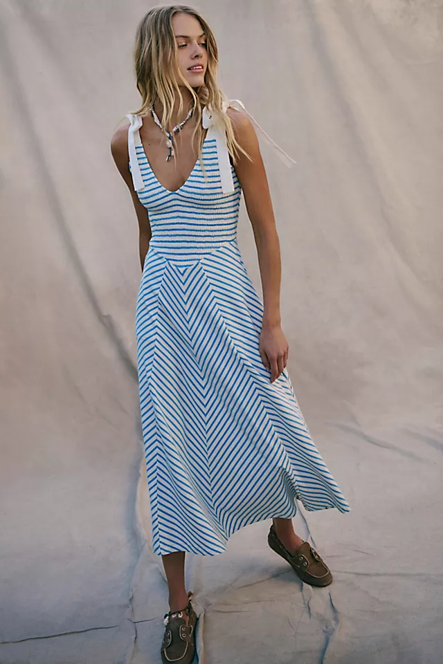 Knitted Striped Midi Dress