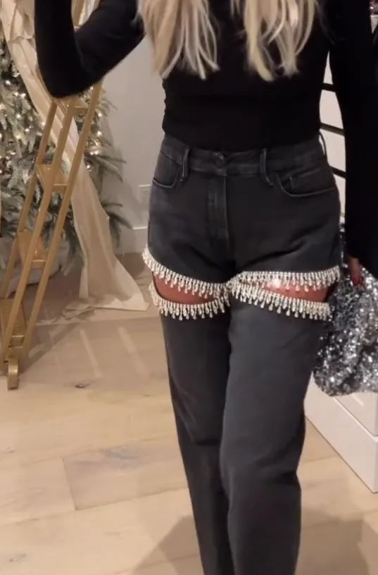 Solid color hand-embellished trousers-Mesadic