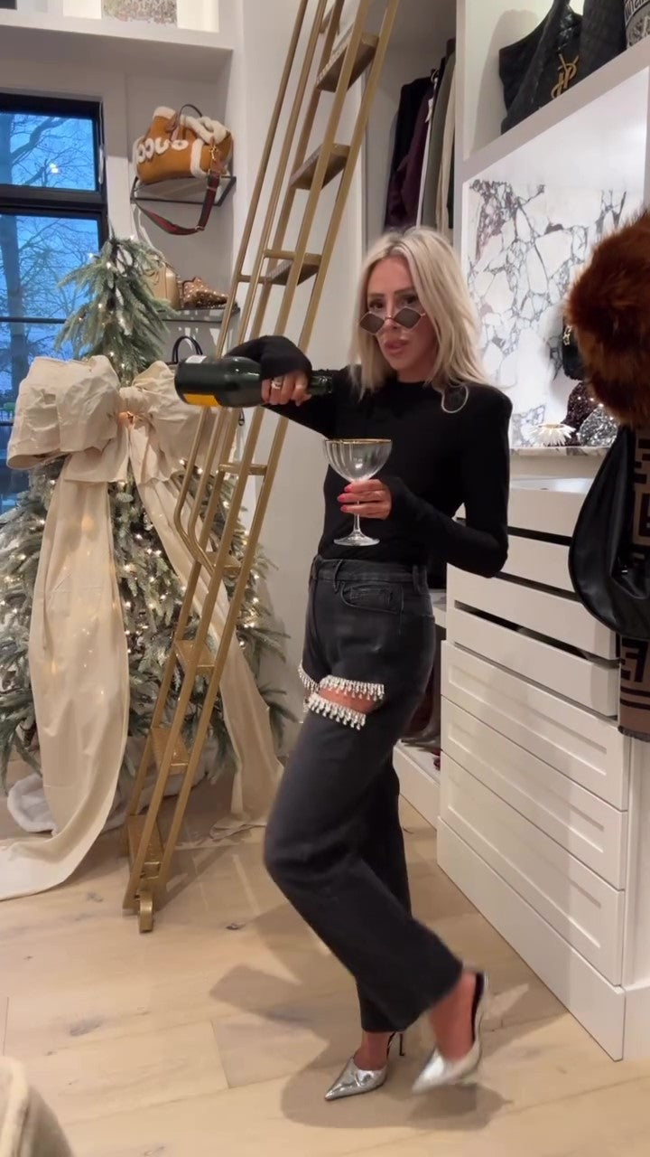 Solid color hand-embellished trousers-Mesadic