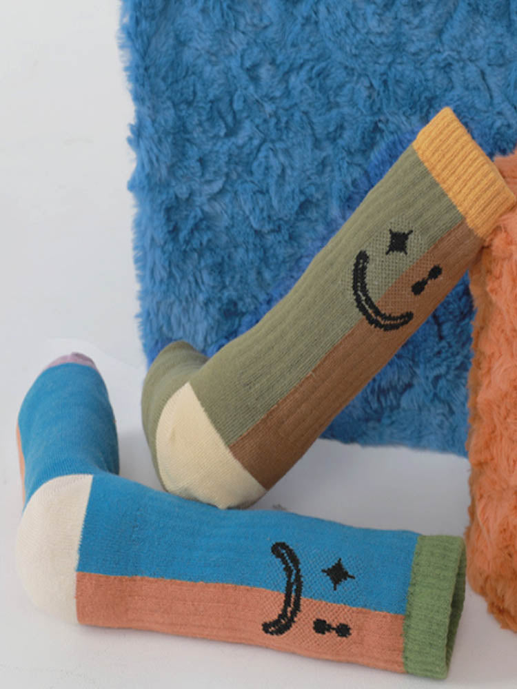Color Block Asymmetrical Cotton Socks-CALLISTARI
