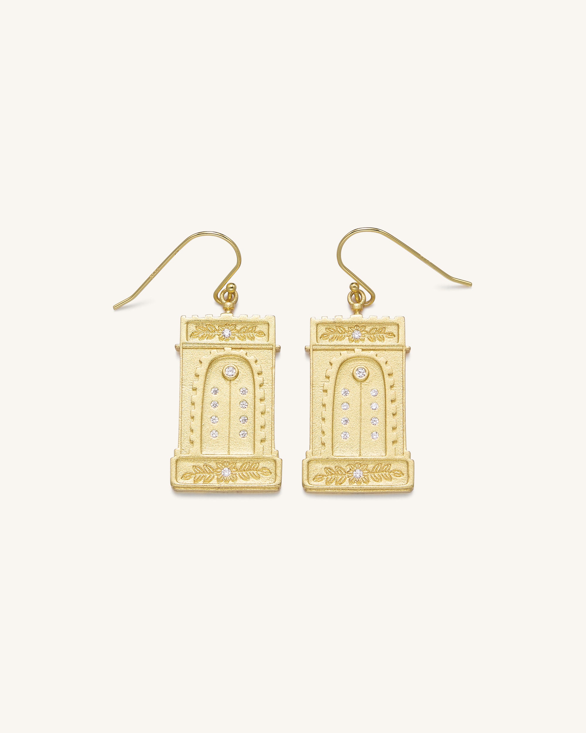 Roman Arch Earrings - 18ct Gold Plated & White Zircon-Mesadic