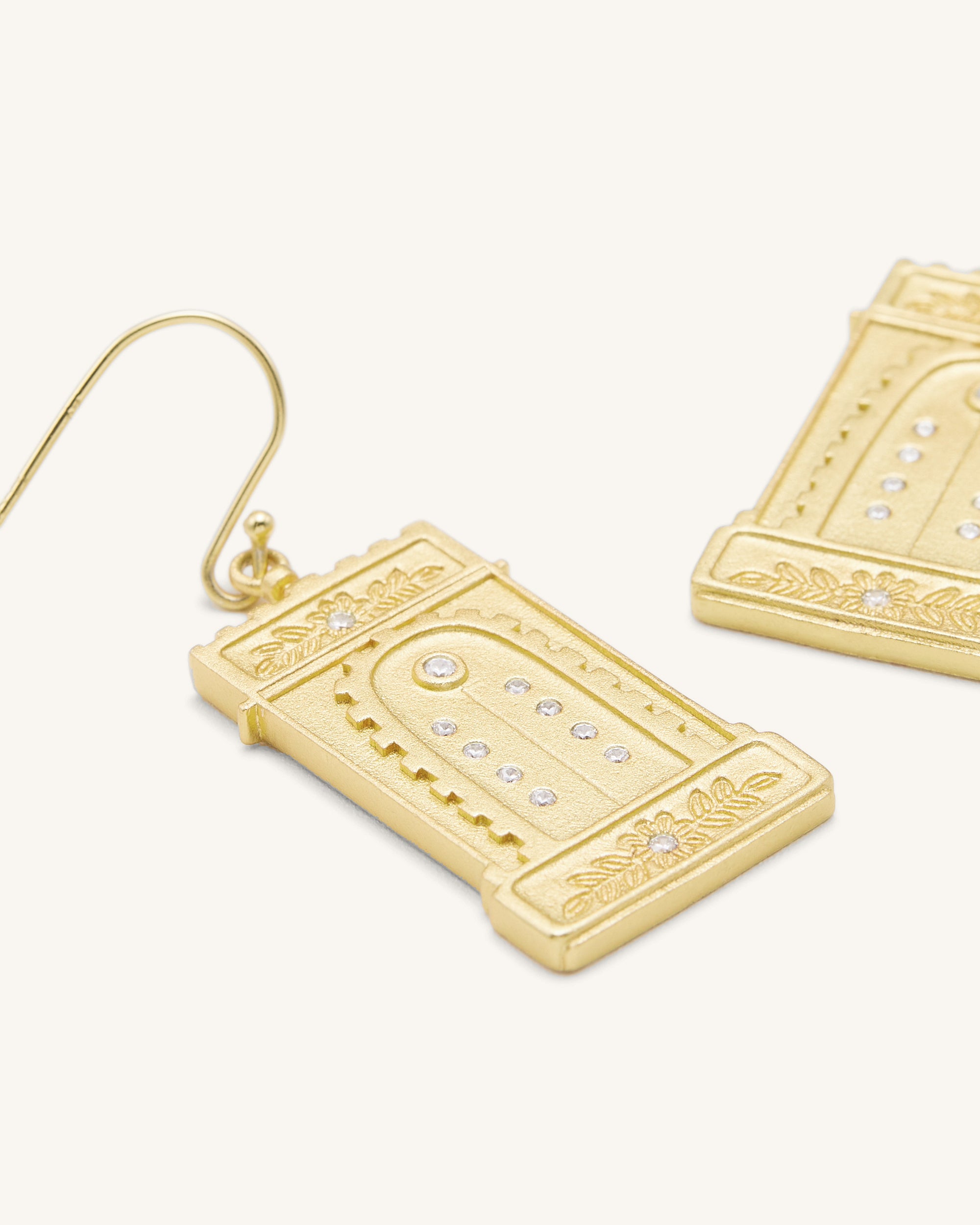 Roman Arch Earrings - 18ct Gold Plated & White Zircon-Mesadic