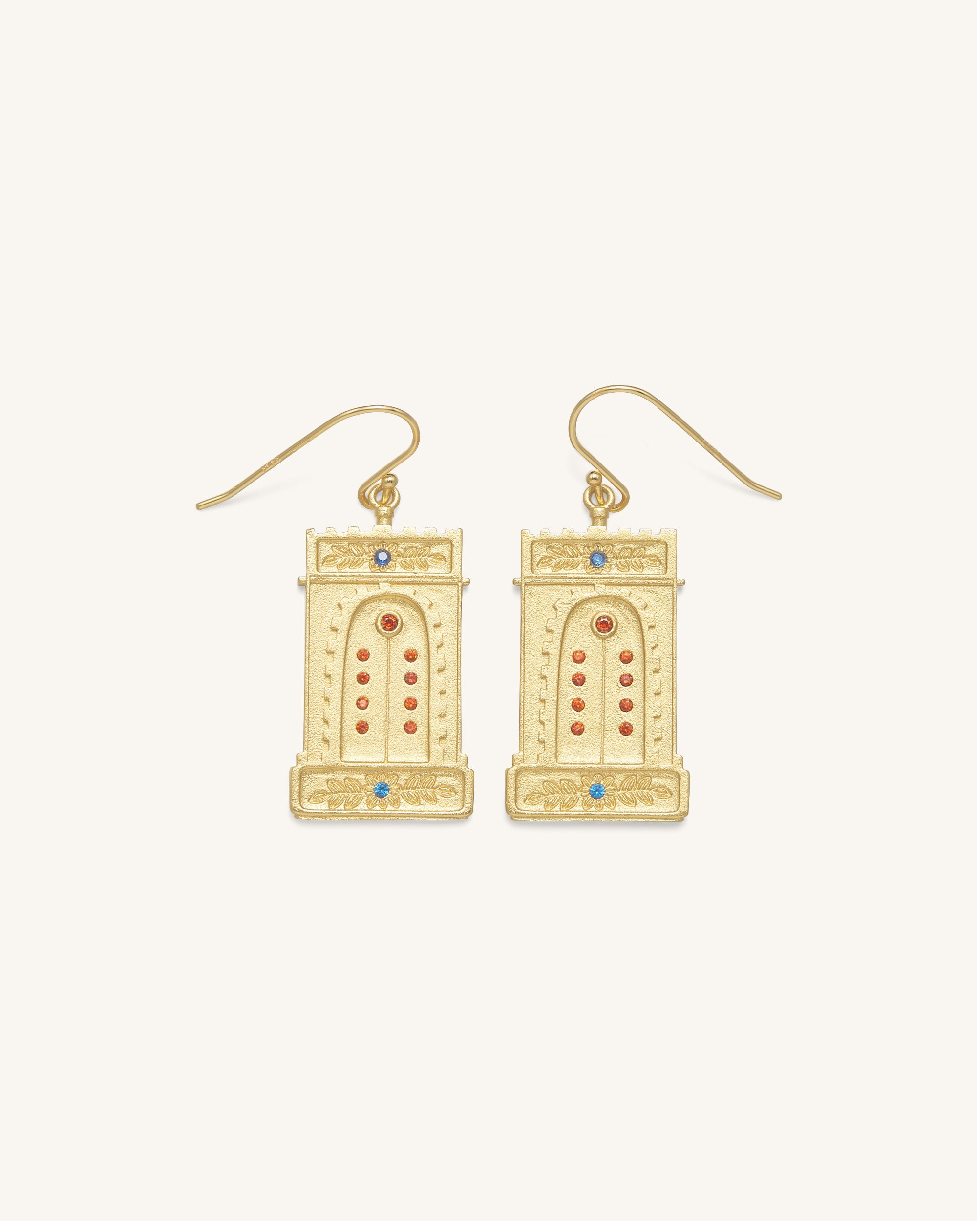 Roman Arch Earrings - 18ct Gold Plated & Multicolor Zircon-Mesadic
