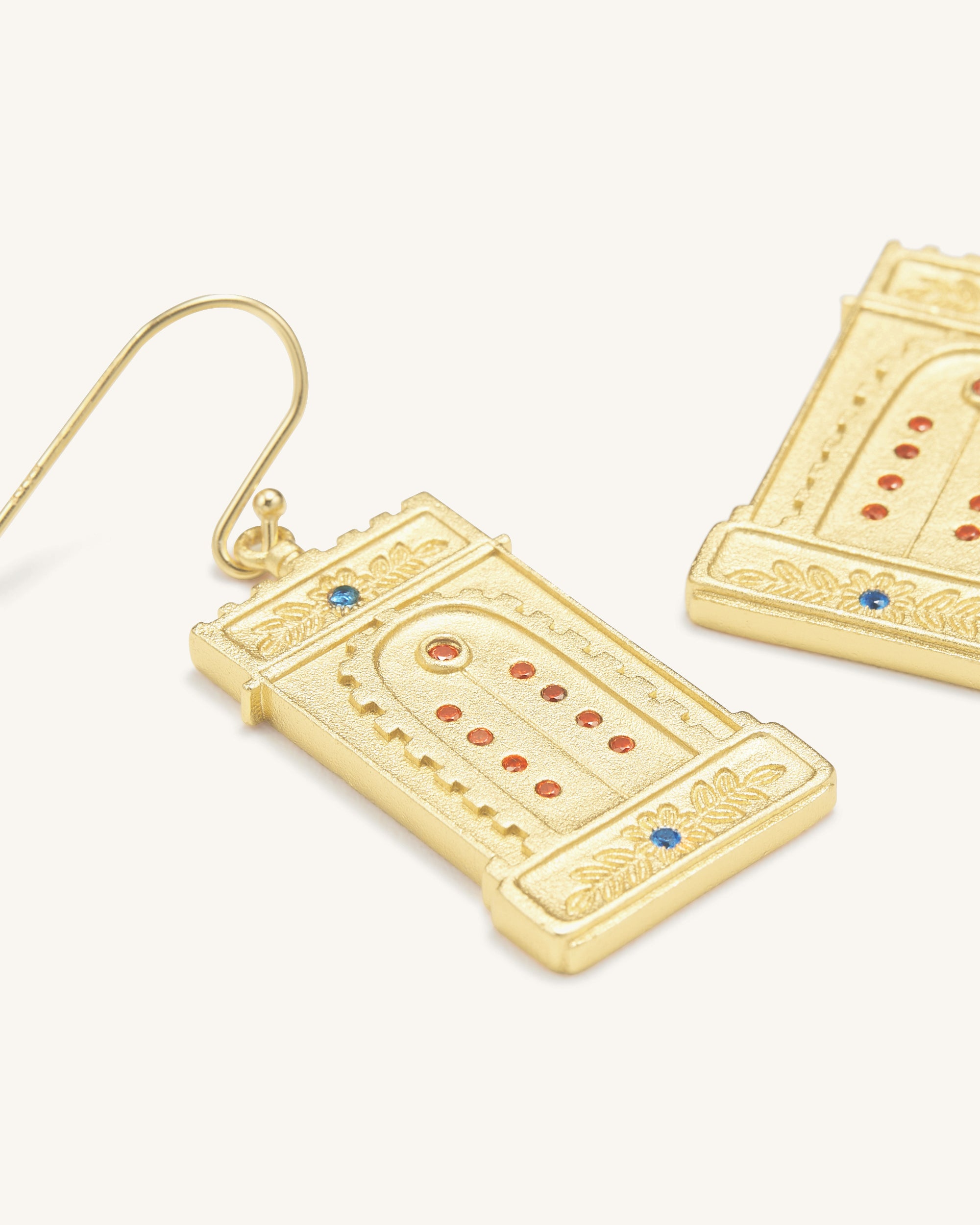 Roman Arch Earrings - 18ct Gold Plated & Multicolor Zircon-Mesadic