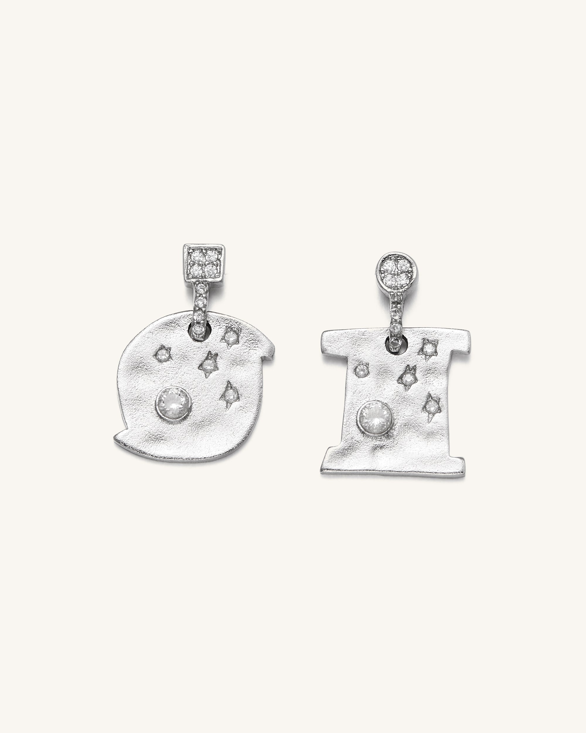 Cosmos Earrings - 18ct White Gold Plated & White Zircon-Mesadic
