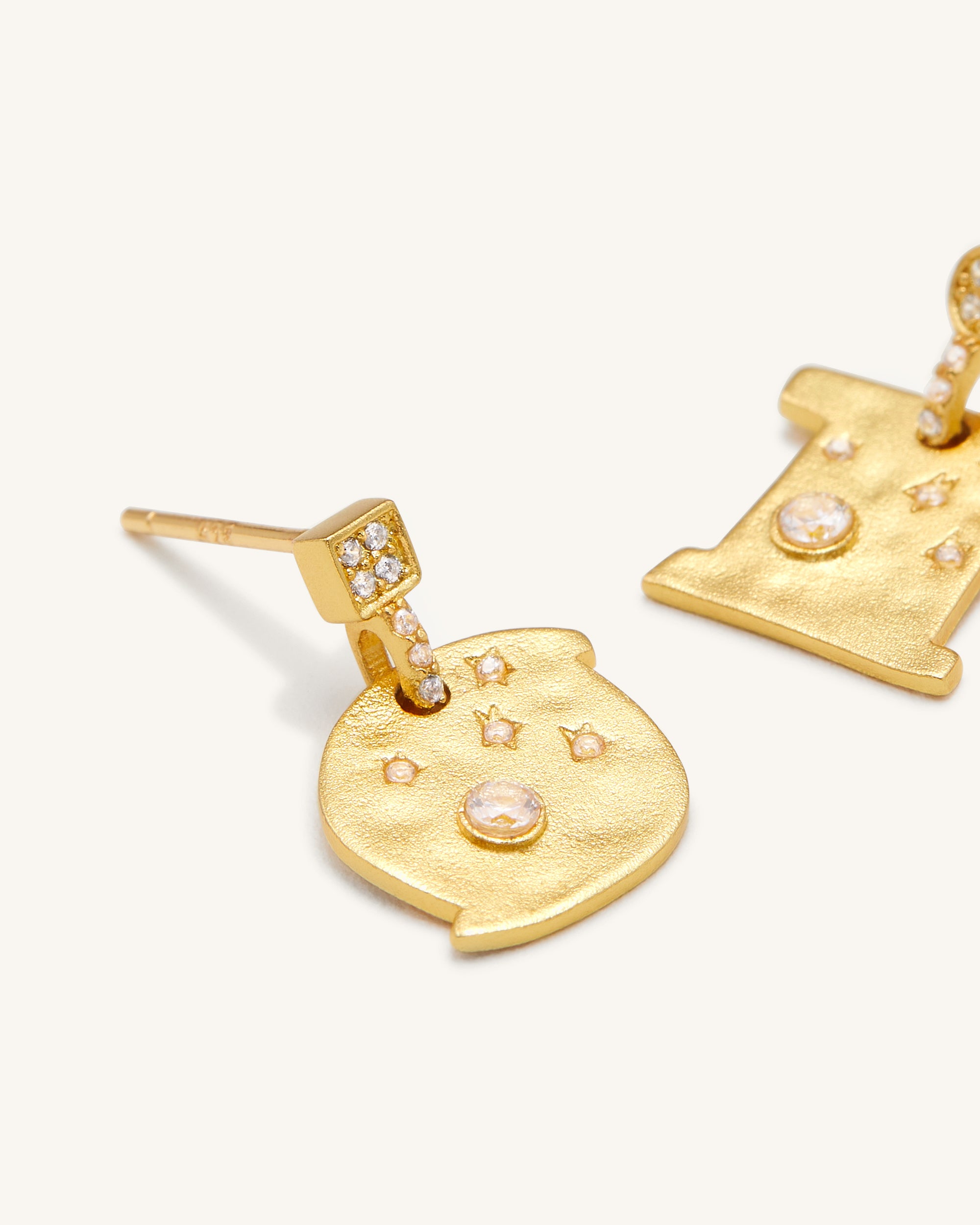 Cosmos Earrings - 18ct Gold Plated & White Zircon-Mesadic