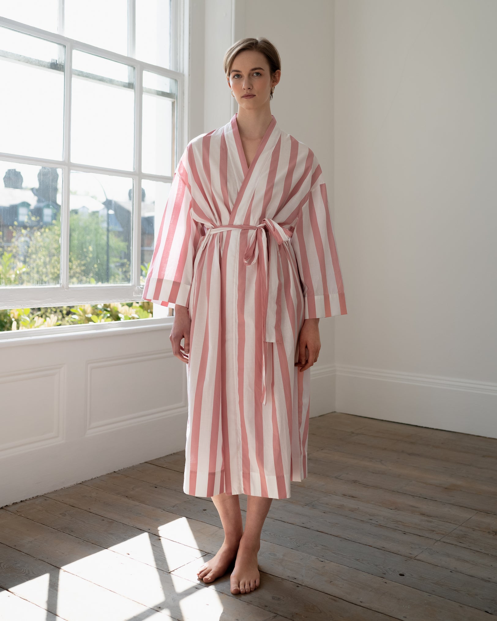 Callistar Powder Pink Stripe Robe-CALLISTARI