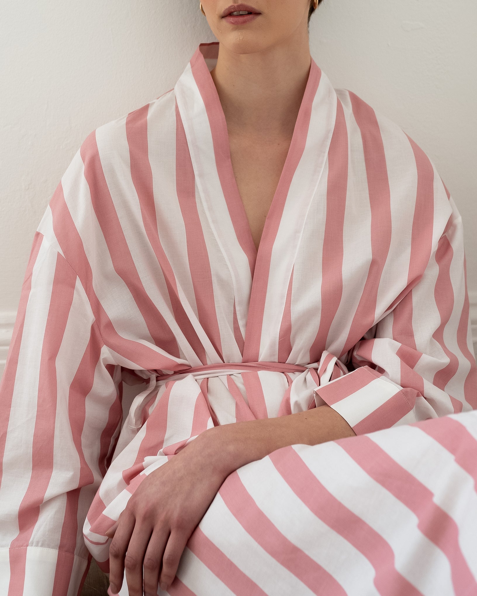 Callistar Powder Pink Stripe Robe-CALLISTARI