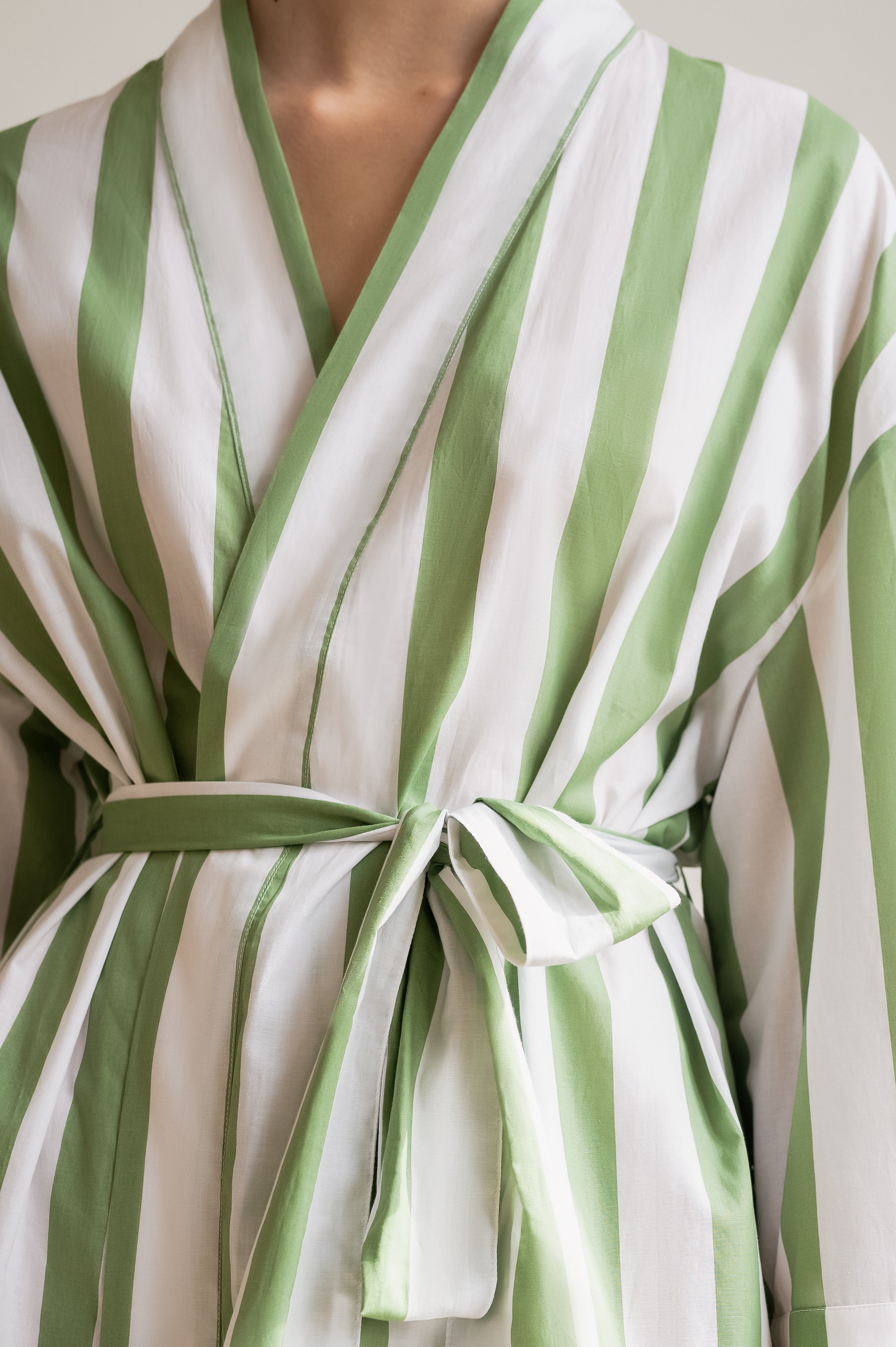 callistari Sage Stripe Robe-CALLISTARI