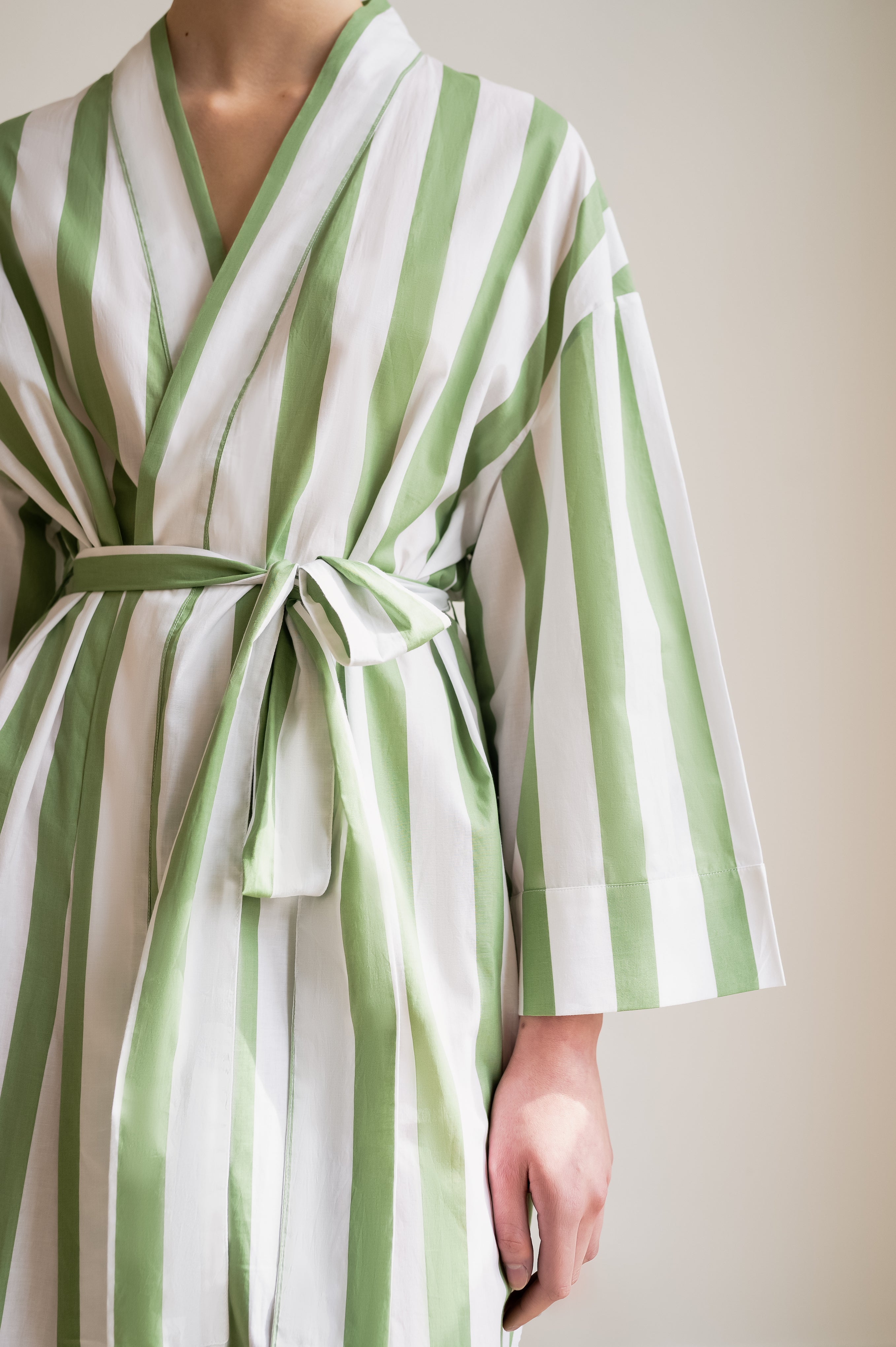 callistari Sage Stripe Robe-CALLISTARI
