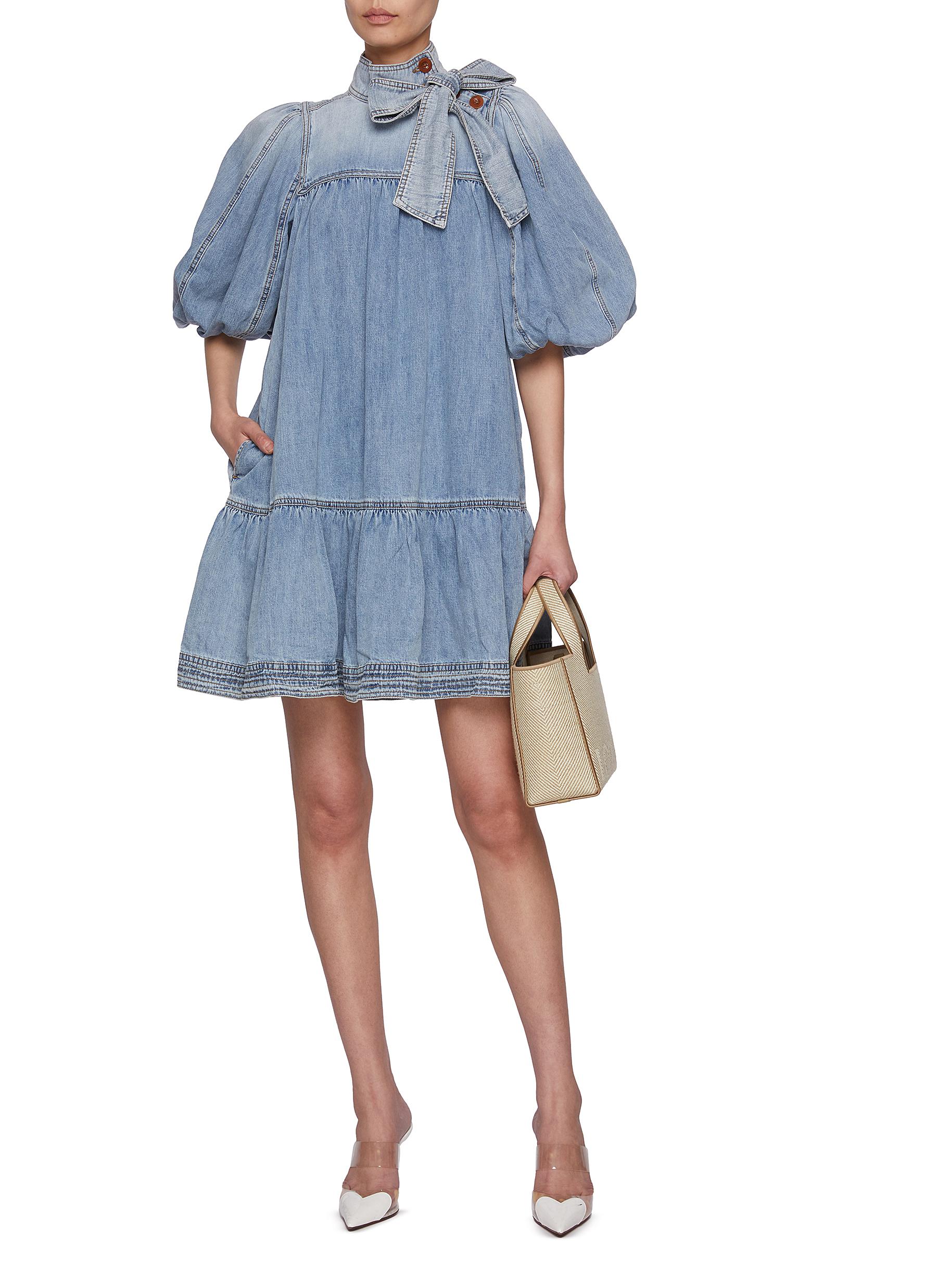 Cotton Denim Cover Up Dress-Mesadic