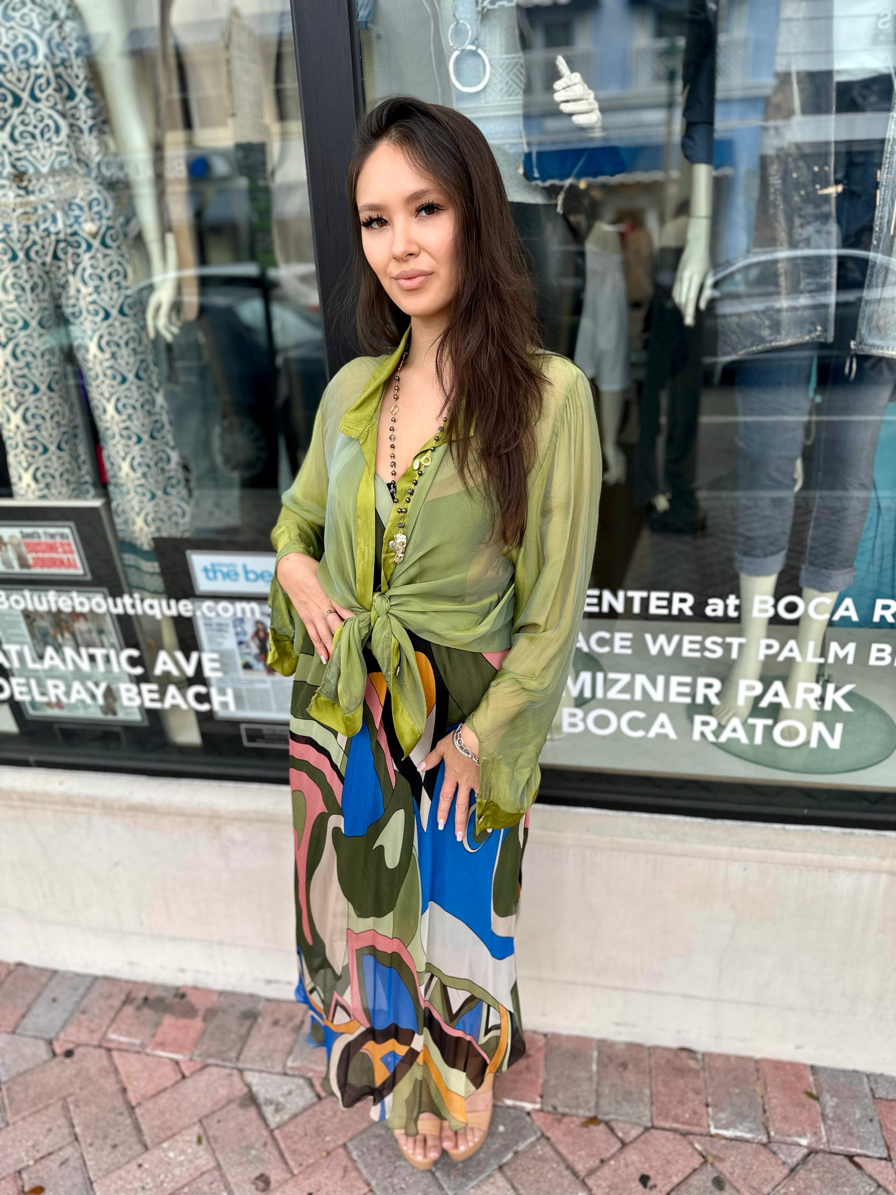 Callistari silk top + art dress set-CALLISTARI